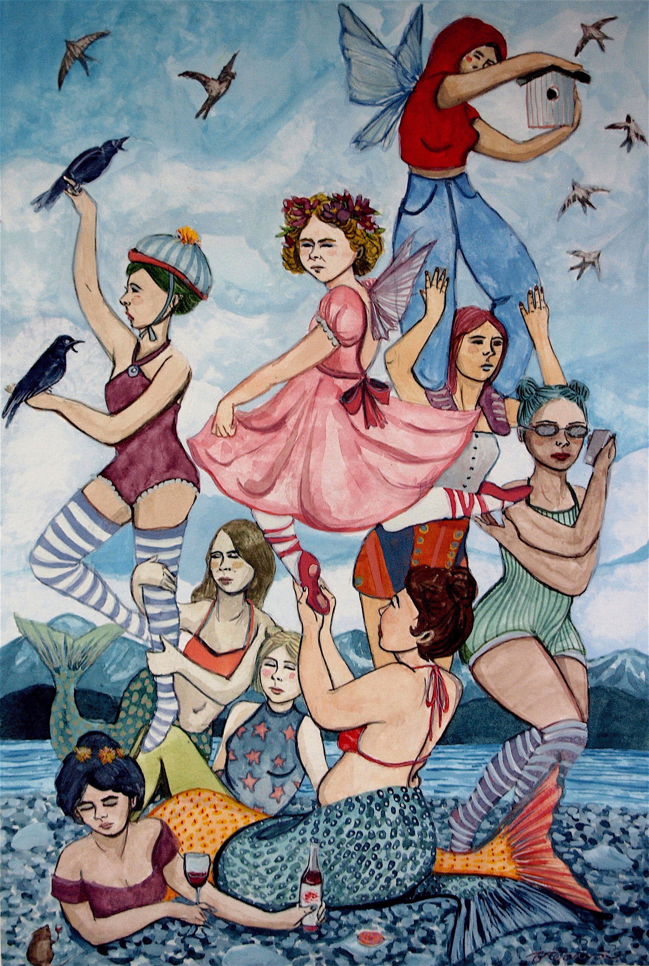 Dress Rehearsal: Gouache on paper, 18x24, Sold