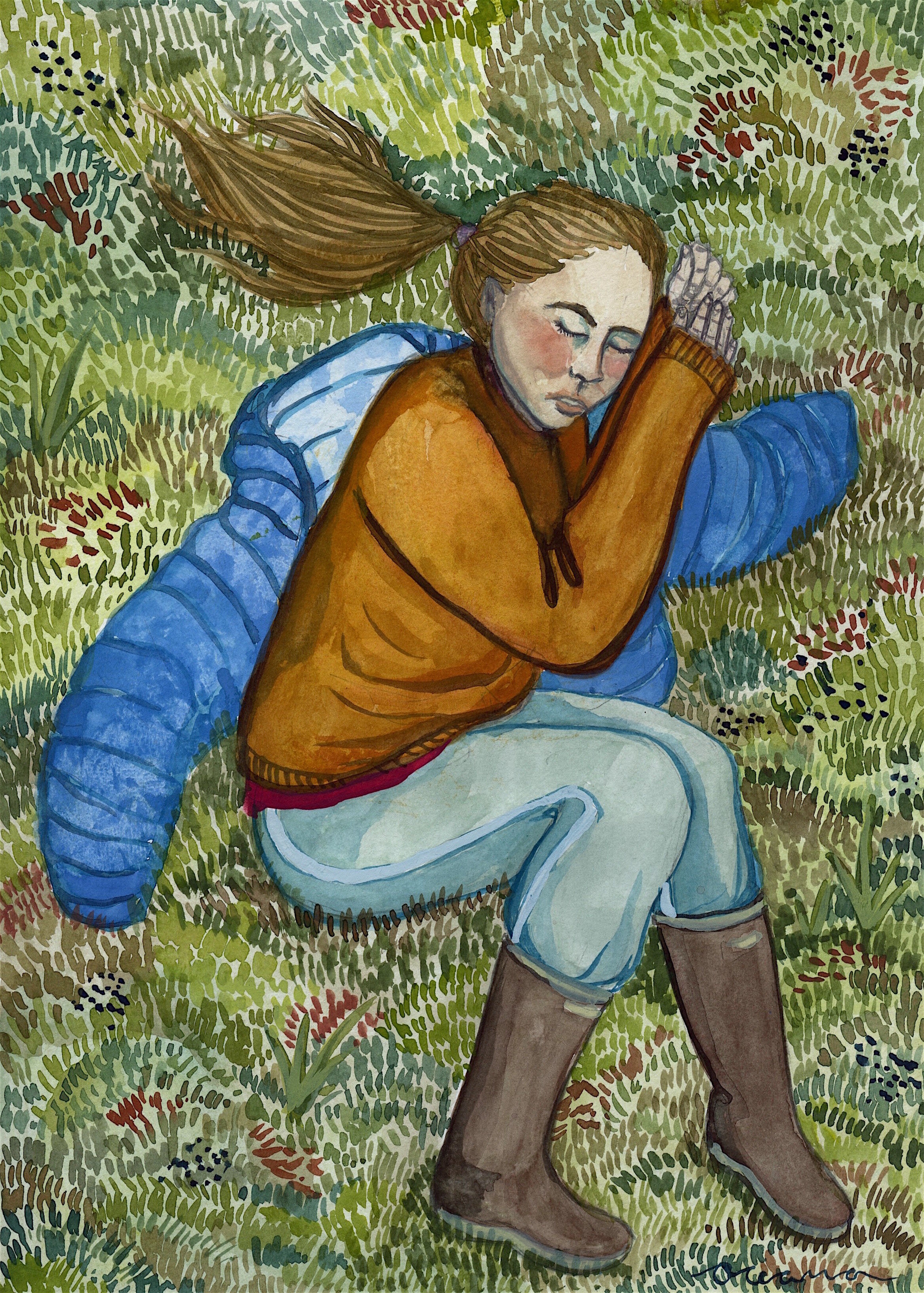 Tundra Nap: Gouache on paper, 11x14, Sold