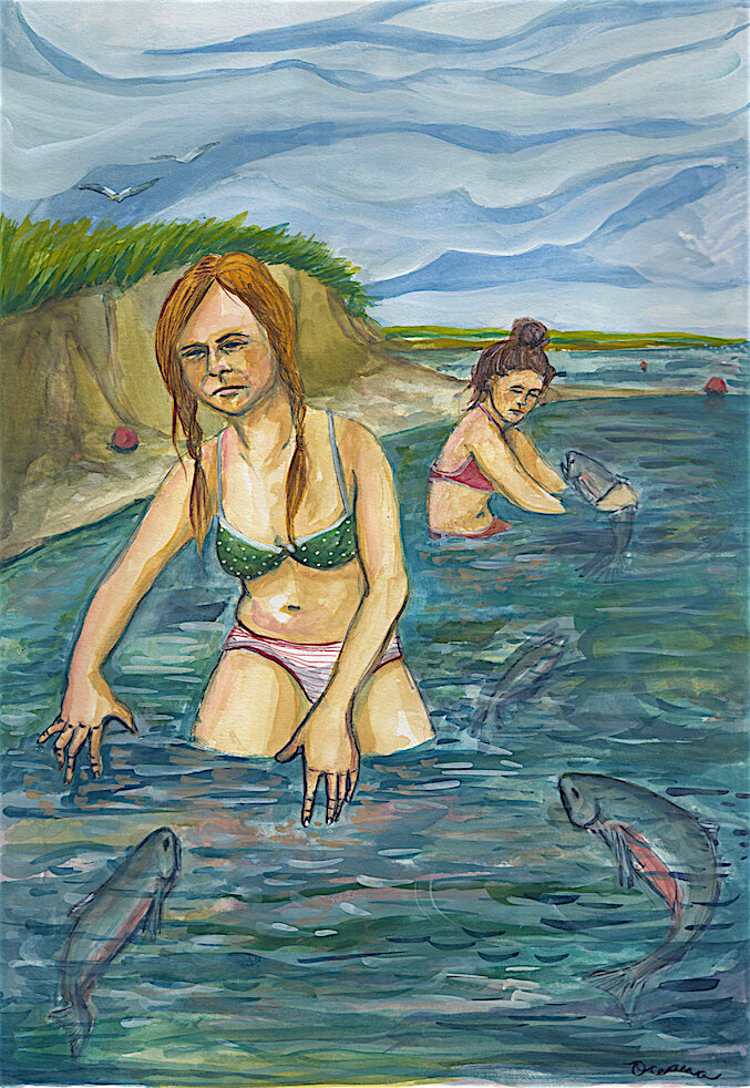 Setnet Daydreams: Gouache on paper, 18x24, Sold