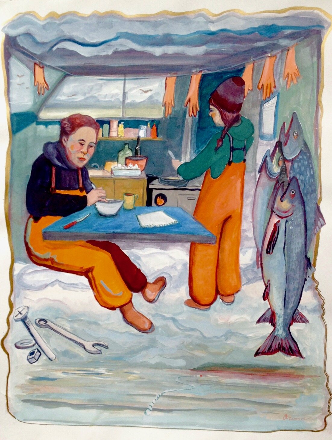 32 Foot World: Gouache on paper, 19x23, Sold