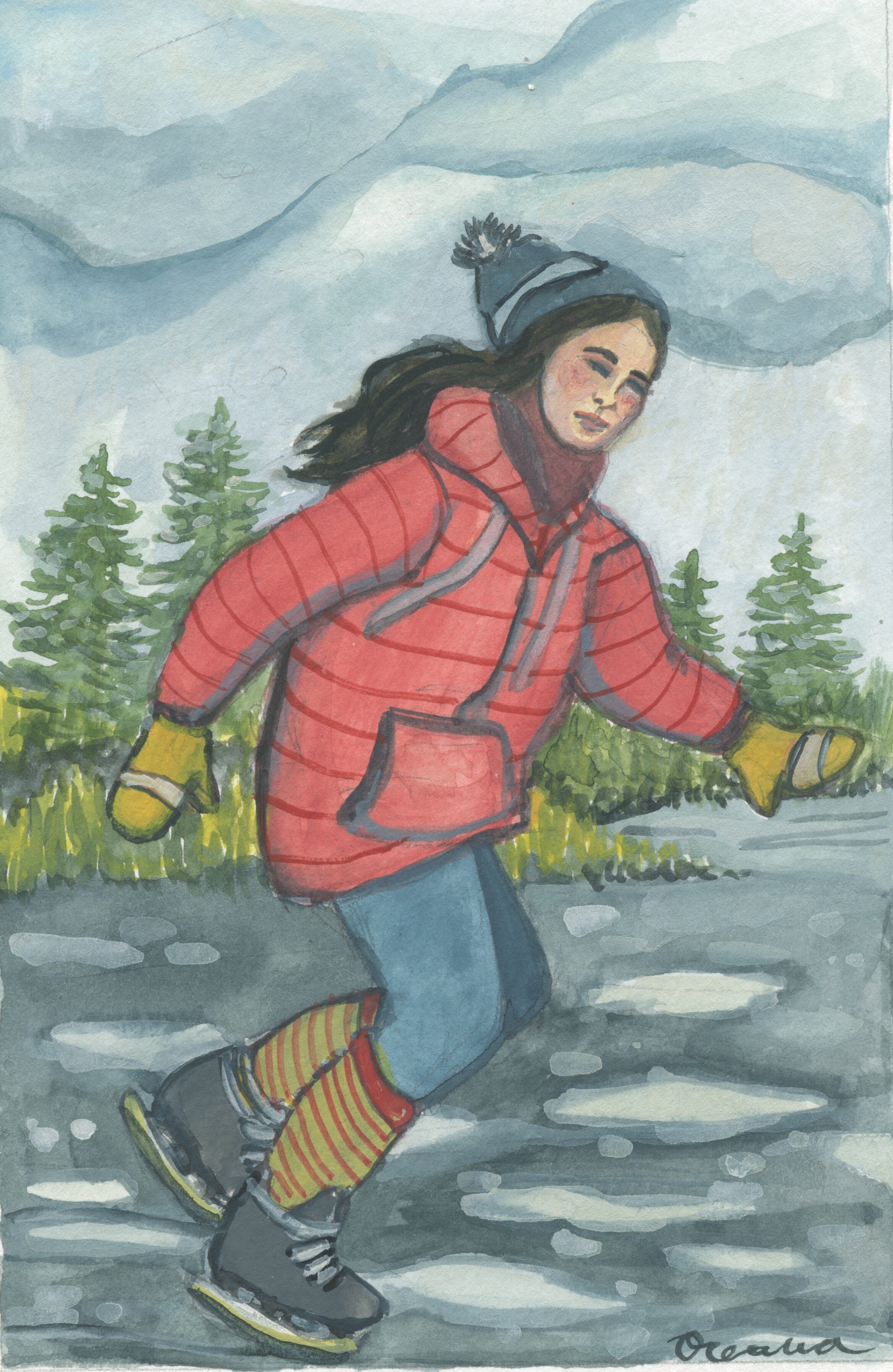 Skater with Socks: Gouache on paper, NFS