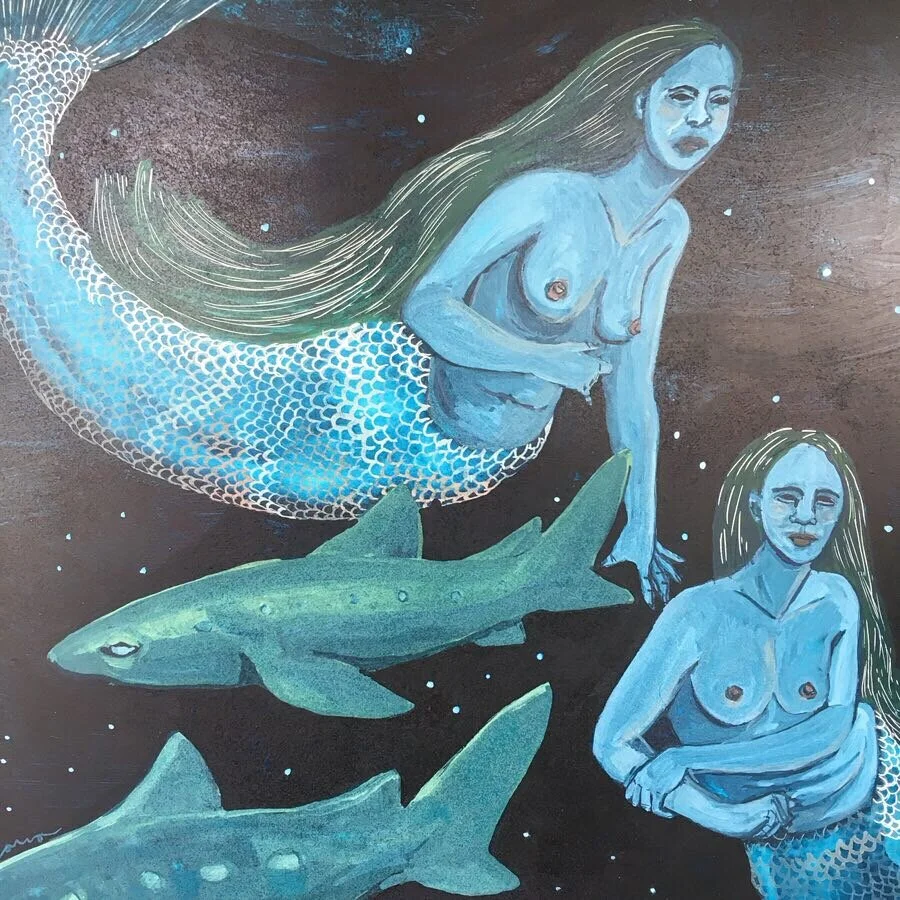 Dogfish: Gouache on claybord, 10x10, Sold