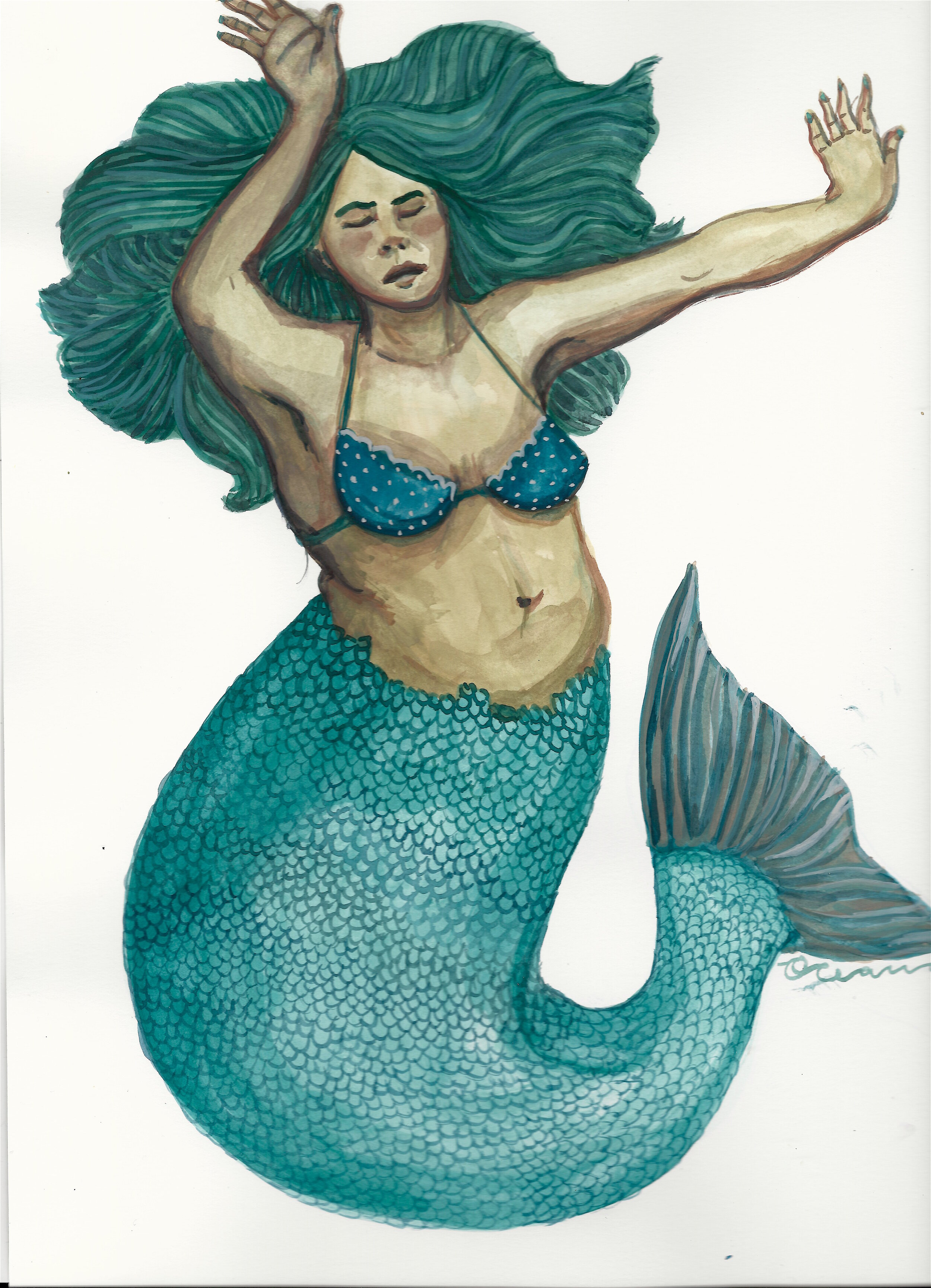 Mer Groove: Gouache on paper, 9x12, Sold
