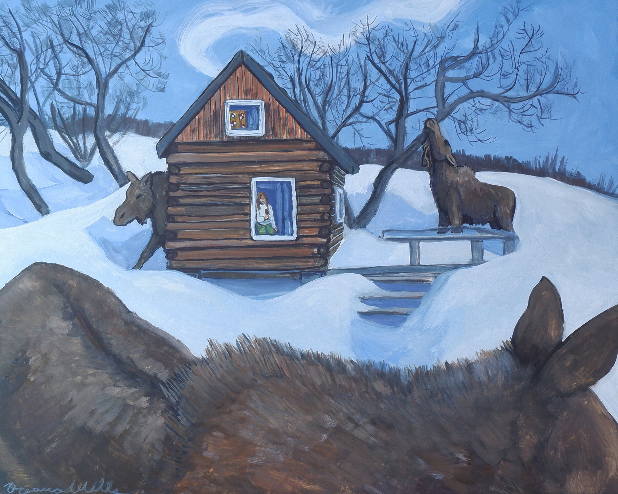 Cabin Island, gouache on claybord, 20x16, NFS