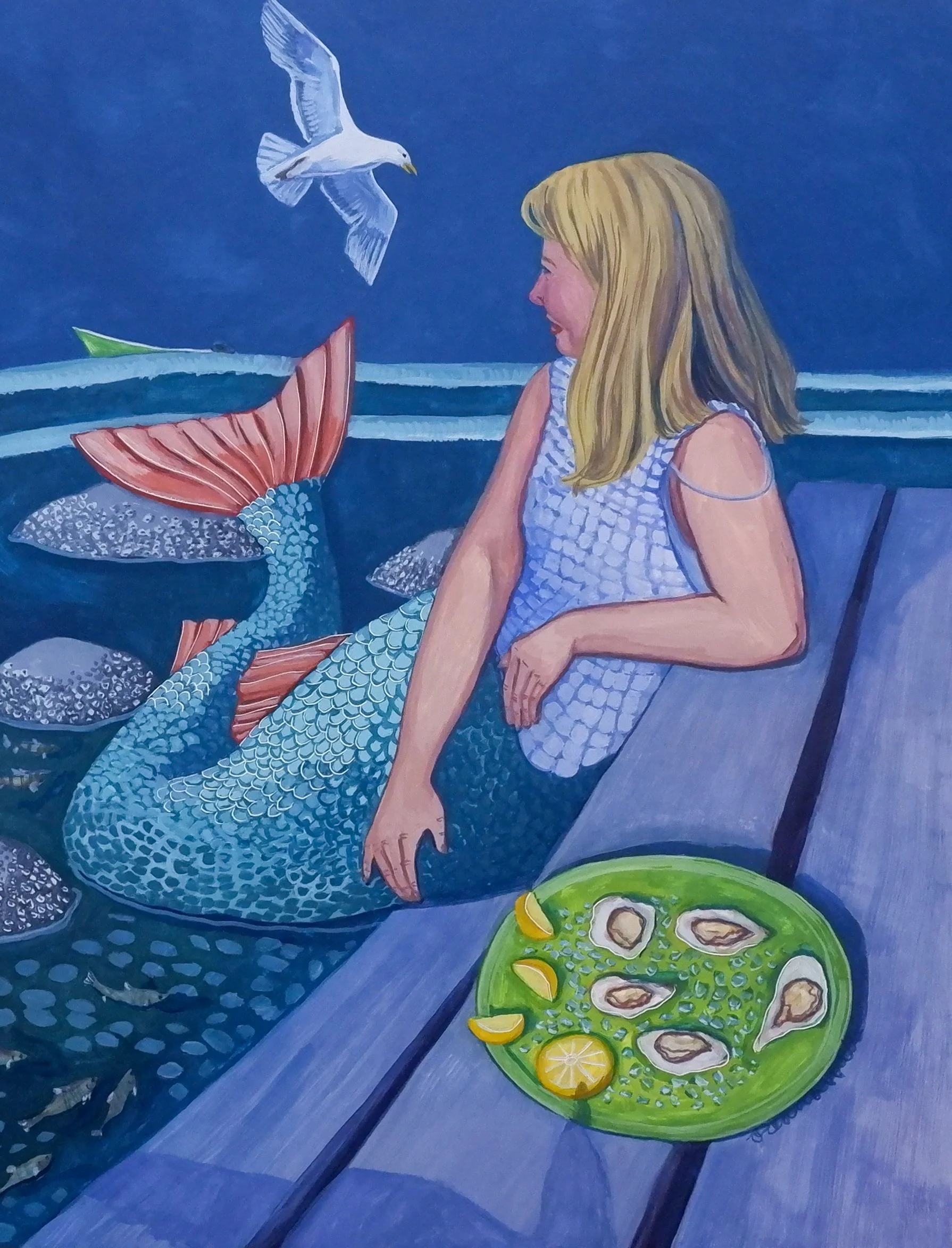 Nearshore, 11x14, gouache on claybord panel