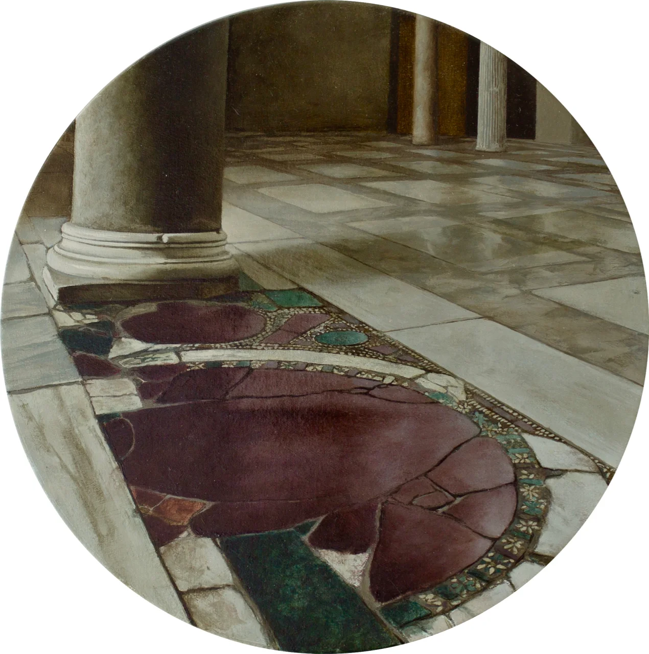 Old Stones :    Oil on Canvas  300 Diameter.   San Lorenzo Fuori le Mura, Rome
