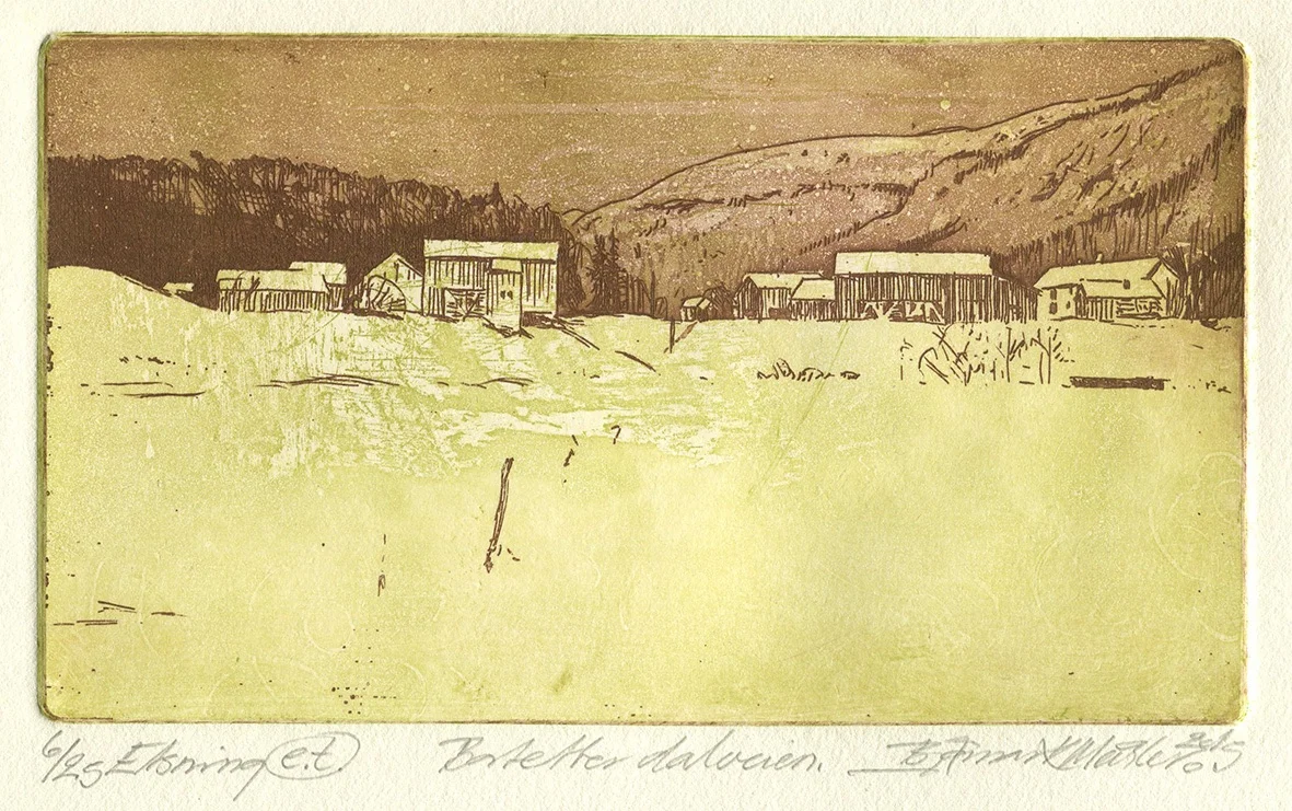 Bortetter dalveien (etsning, 11 x 20 cm, 2015)