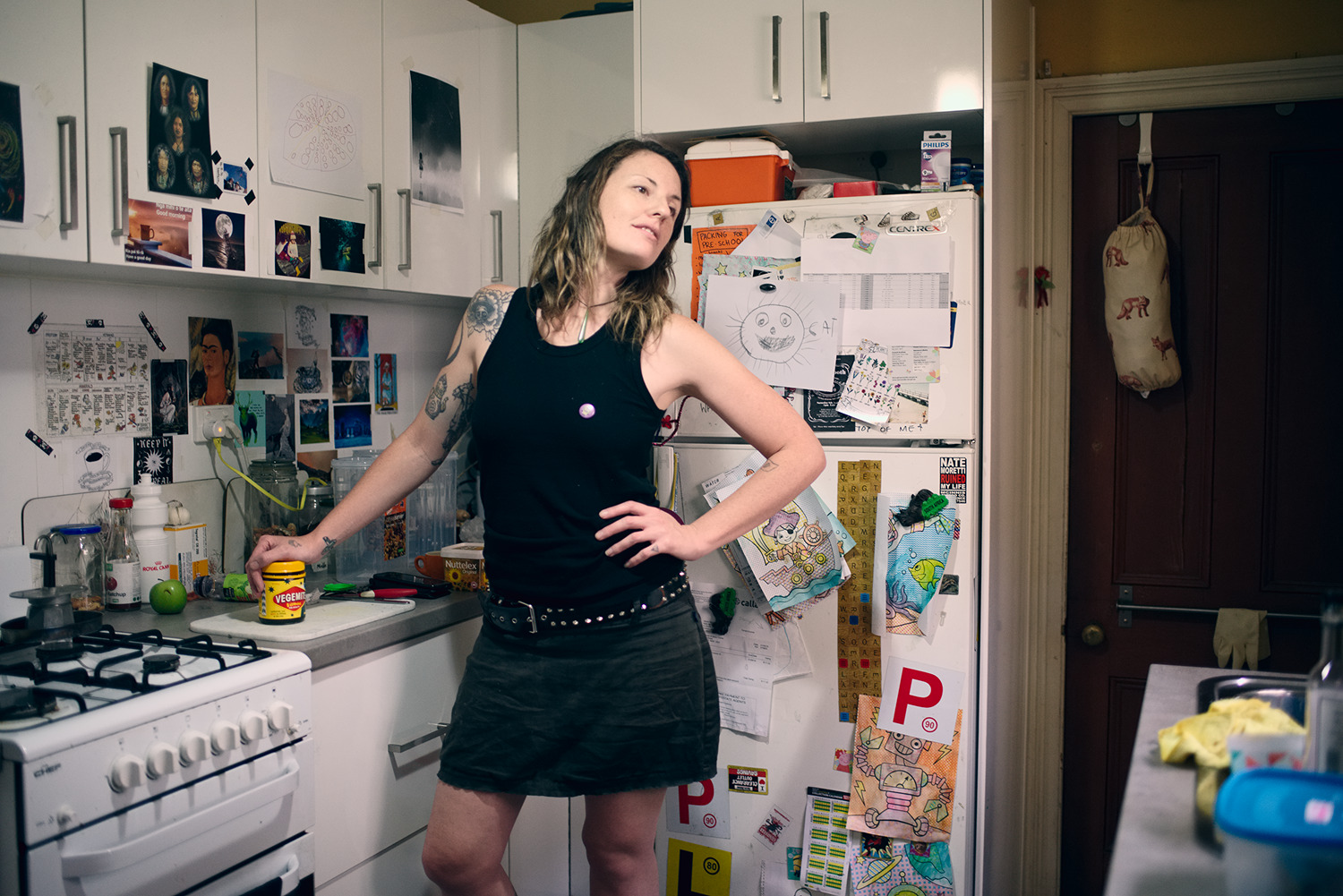Kallie in her kitchen, vocals in Thorax, Sydney, 2016