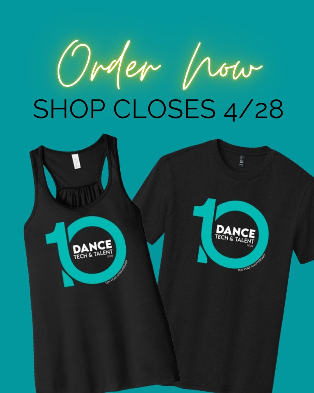 Get your orders in NOW! Shop closes 4/28. There will be a limited quantity available at recital for sale. This is a great recital gift for your dancer and the kids always want one! Order here: https://print-monkey-ink.printavo.com/merch/dtt-recital