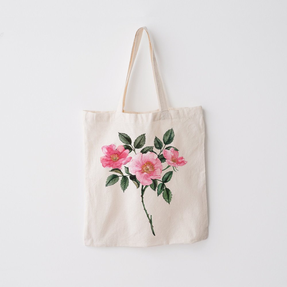 Wild rose botanical tote bag — Anna Farba Illustration