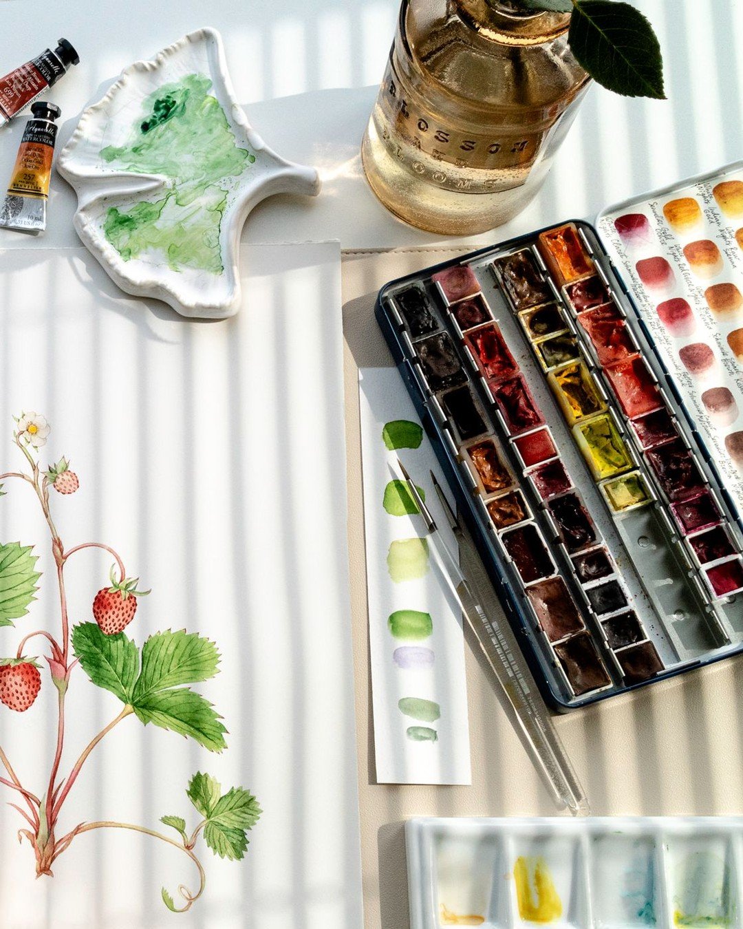 My Tools of the Trade: watercolor paints collected over many years &mdash; some I&rsquo;ve had since my student days, others I&rsquo;ve picked up slowly along the way. There&rsquo;s a certain satisfaction in knowing your palette inside and out &mdash
