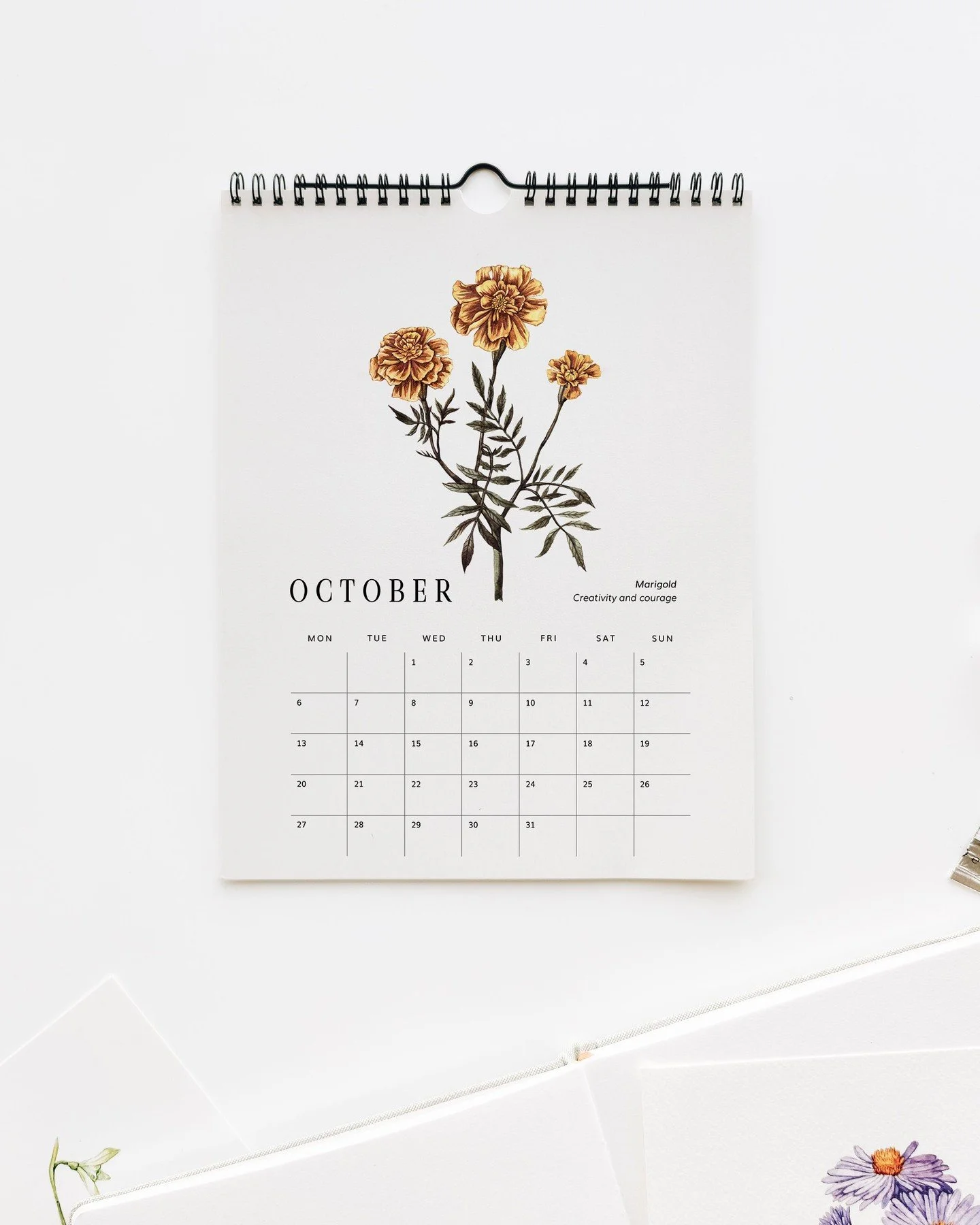 ✨ Exciting news: My 2026 Watercolor Birth Flower Calendar is now live on Etsy! It features hand-painted illustrations of each month&rsquo;s birth flower, including this golden marigold, and makes a thoughtful gift or a colorful addition to your home.