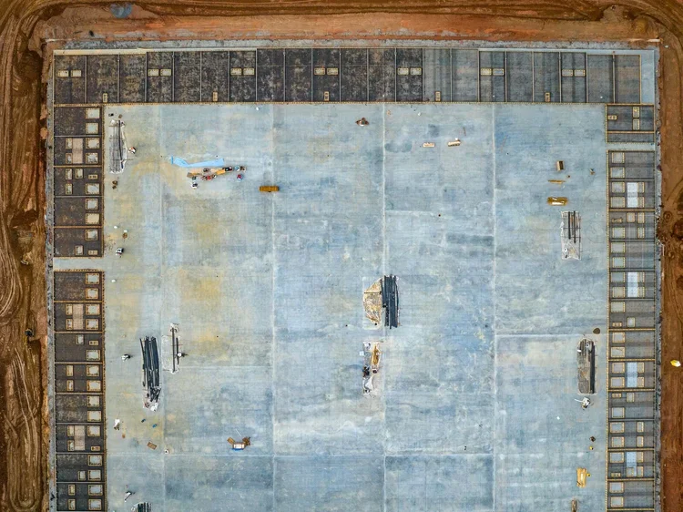 Aerial view of the Cooper Construction industrial project — industrial photography by Jack Robert.