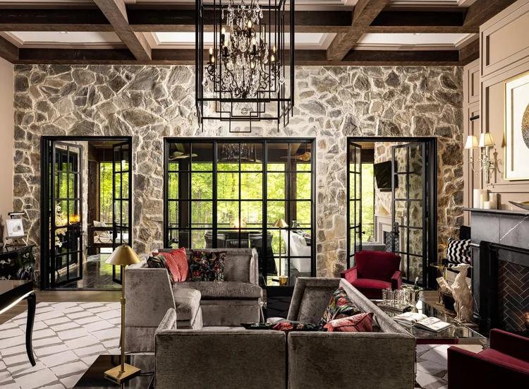 Living room of a custom home (view 4).