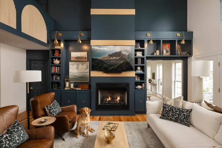 Living room in a luxury custom home in Greenville, SC. Architectural photography by Jack Robert Connolly.