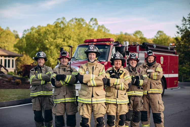 Volunteer firefighters group portrait, editorial feature for Cliffs Living