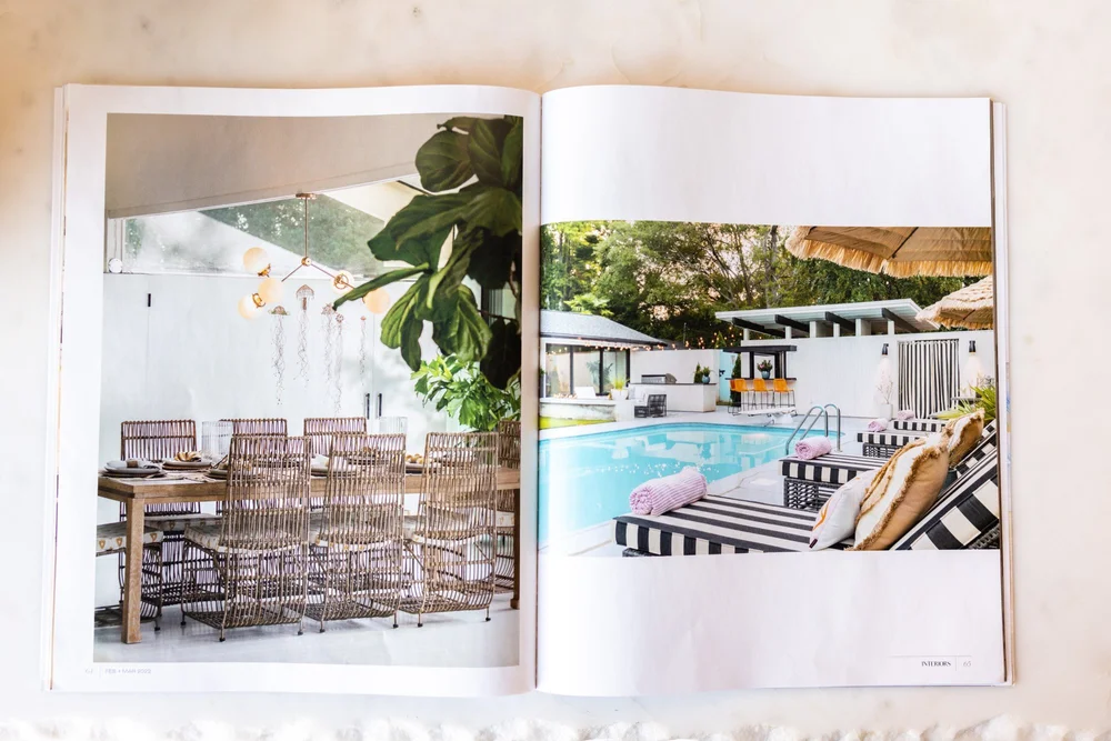 Interiors Magazine feature page, Diggs Design mid-century modern home Greenville SC architectural photography