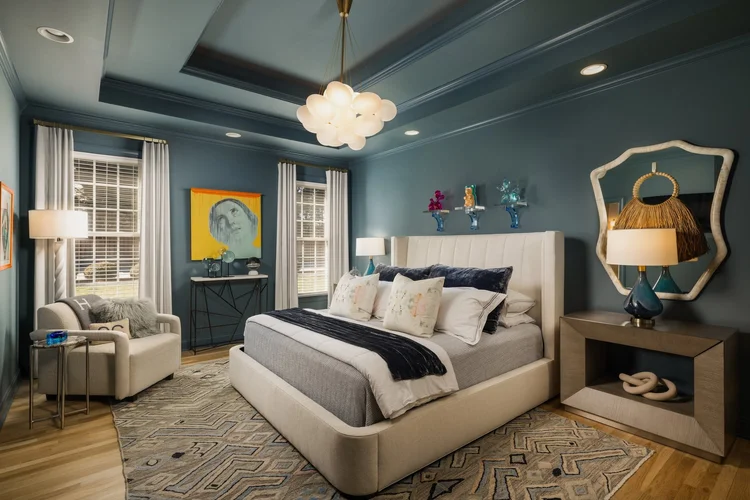 Primary bedroom of a custom home (view 3).