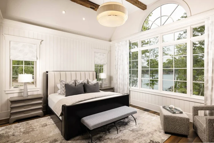 Guest room of a custom home in Edgewater, built by Gabriel Builders.