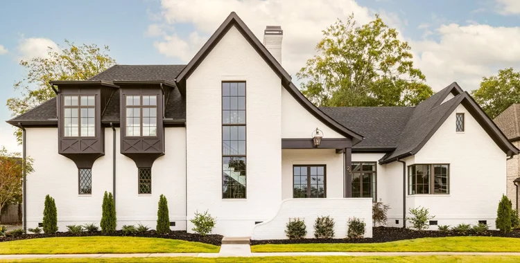 Exterior of a custom home in Greenville, SC, interiors by Calvin Wright Design.