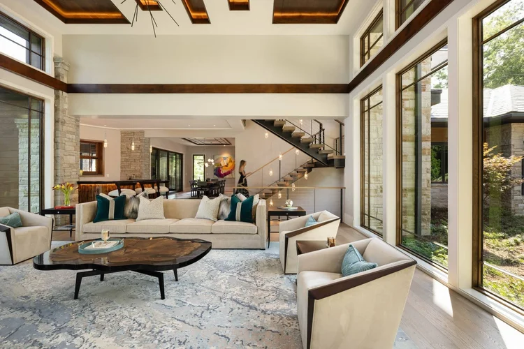 Living room of a custom home, built by Gabriel Builders (view 3).