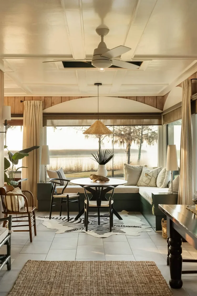 Sunroom in a custom lake house in Greenville, SC. Architectural photography by Jack Robert Connolly.