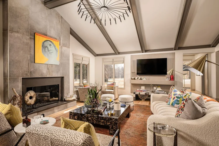 Living room of a custom home.