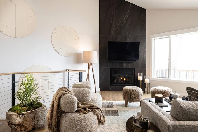 Living room of a custom home (view 3).