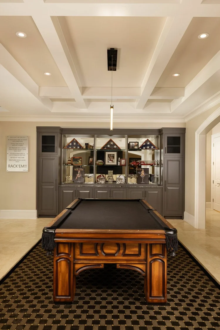 Game room of a custom home, built by Gabriel Builders (view 2).