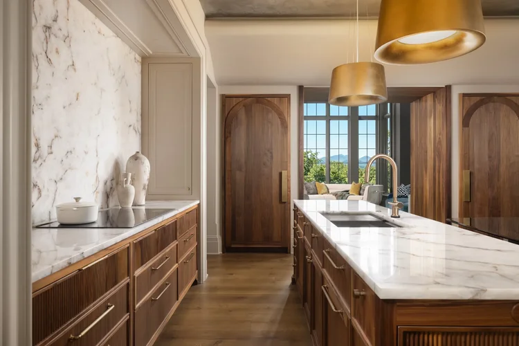Kitchen of a custom home in Asheville, NC, interiors by Northside Interior Design. Architectural photography by Jack Robert Connolly.