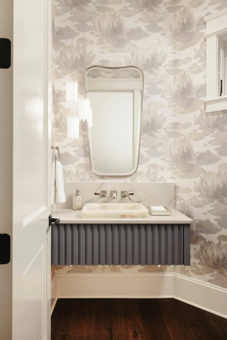 Powder room of a custom home, built by Gabriel Builders.