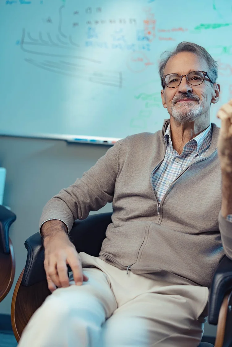 ZYLO founder Scott Pancoast at a whiteboard, editorial feature for TOWN