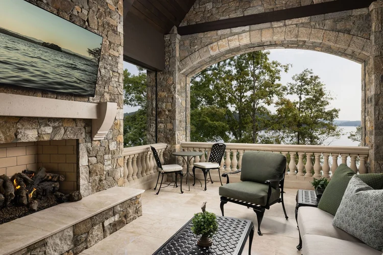 Outdoor living space of a custom home, built by Gabriel Builders.