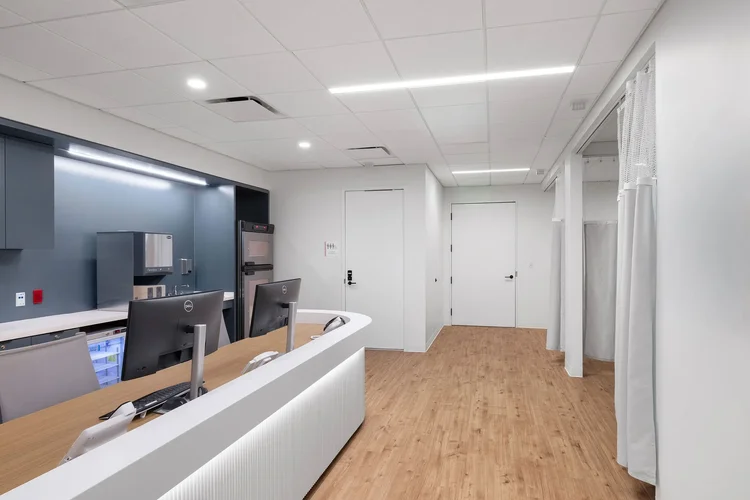 Interior of CCRM Fertility, a Perkins&Will-designed healthcare facility in Greenville, SC — healthcare architecture photography by Jack Robert.