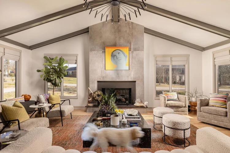 Living room of a custom home (view 2).
