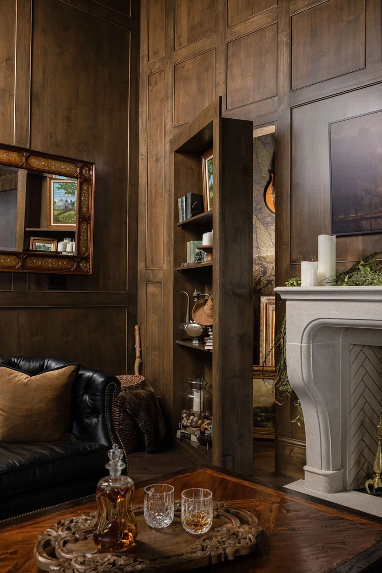 Living room of the Arcadia, featuring hidden door.