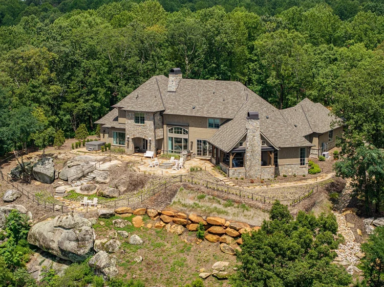Aerial view of a custom home, built by Gabriel Builders (view 2).