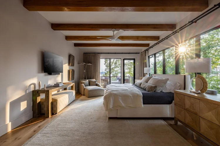 Primary suite of a custom home in The Cliffs.