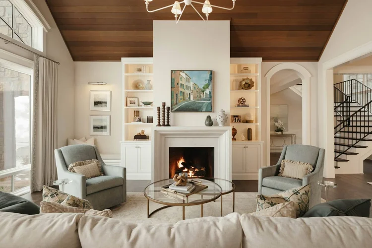 Living room of a custom home, built by Gabriel Builders.