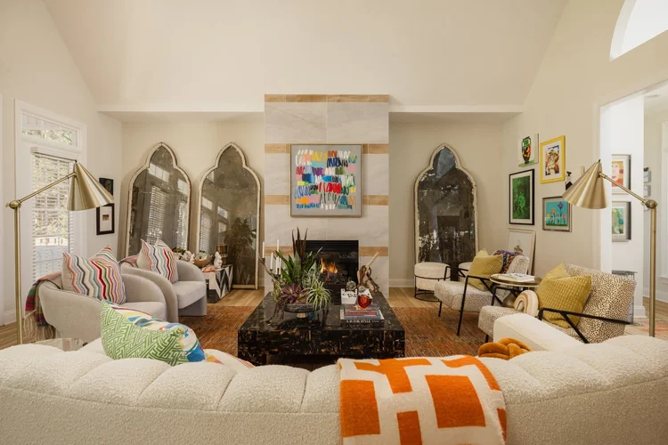 Living room of a custom home (view 5).
