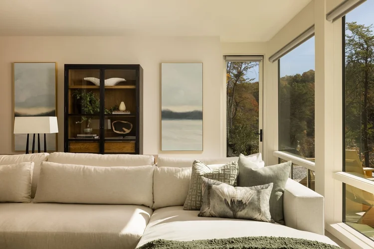 Lower living area of a custom home, interiors by Northside Interior Design (view 3).