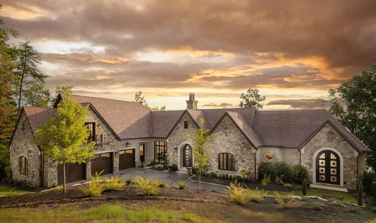 Exterior of a custom home, built by Gabriel Builders (view 4).