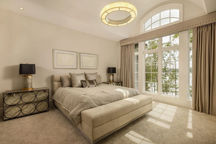 Primary suite of a custom home, built by Gabriel Builders.