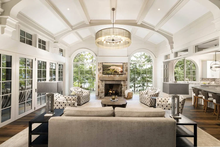 Living room of a custom home in Edgewater, built by Gabriel Builders.