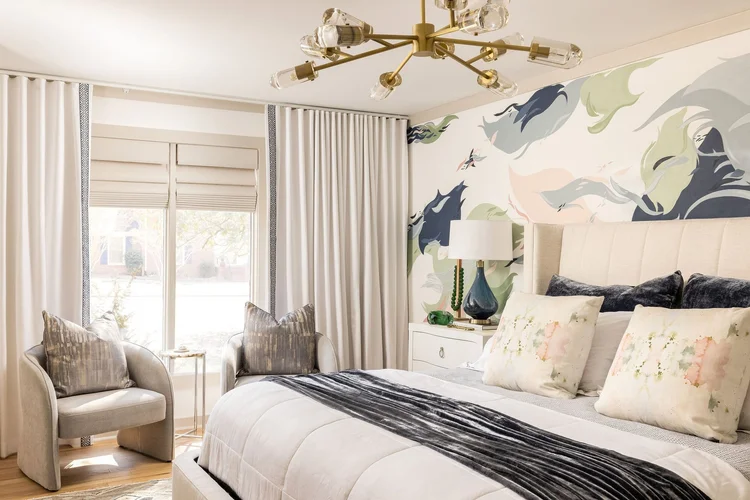 Primary bedroom of a custom home.