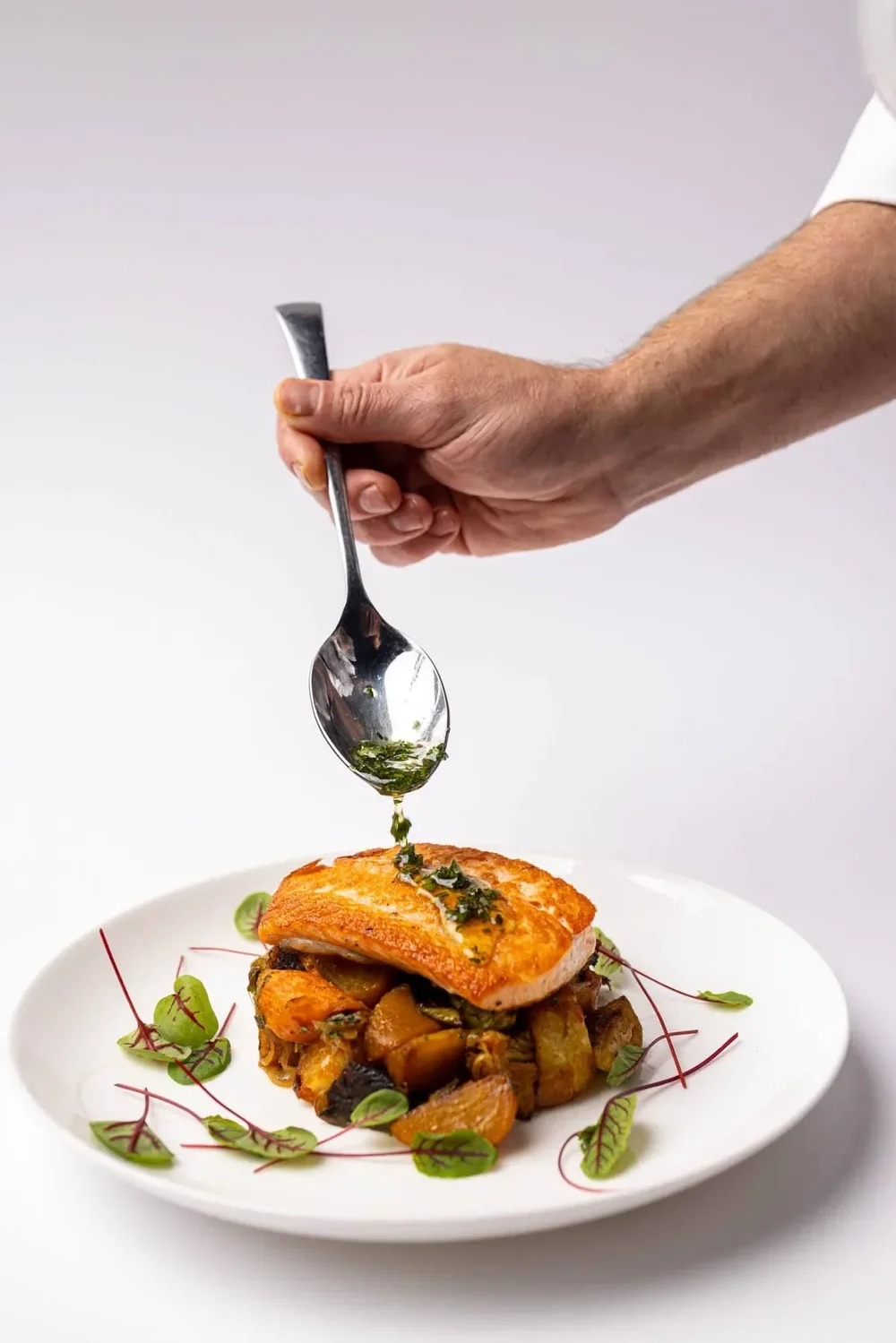 Greenville SC chef plating seafood restaurant food
