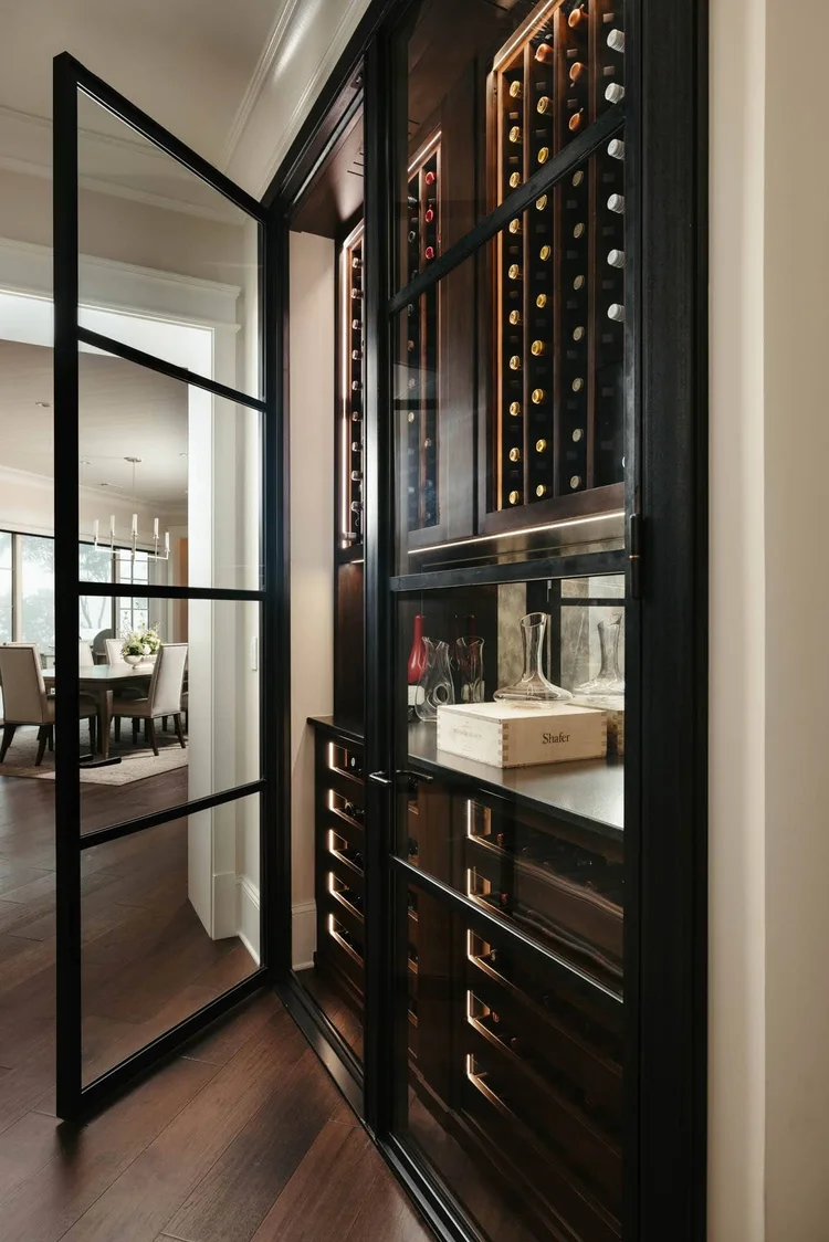 Wine cellar of a custom home, built by Gabriel Builders.