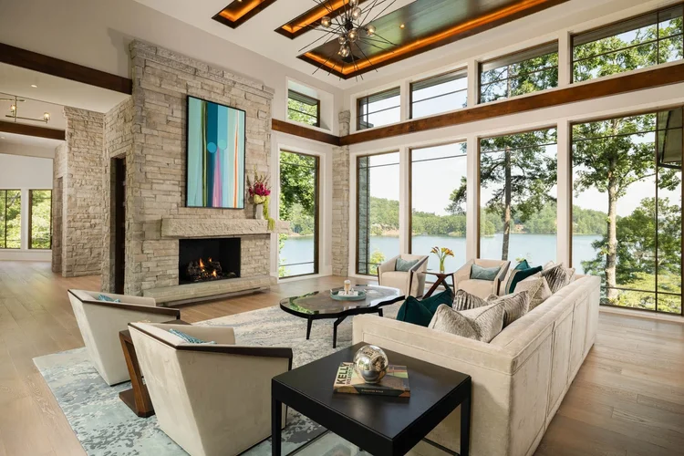 Living room of a custom home, built by Gabriel Builders (view 2).