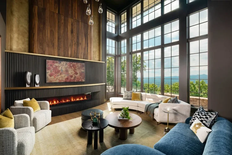 Living room in a luxury custom home in Greenville, SC. Architectural photography by Jack Robert Connolly.