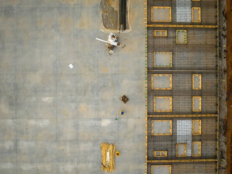 Aerial view of the Cooper Construction industrial project — industrial photography by Jack Robert.